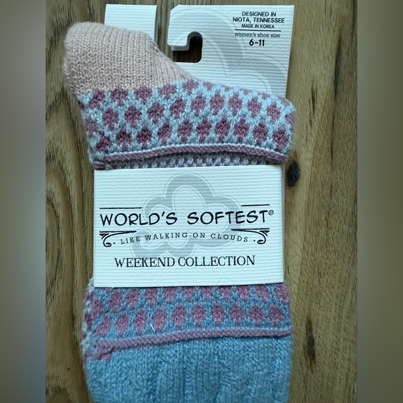 2-pairs World’s Softest Women's Weekend Collection Socks - Pink and Multicolor - Picture 3 of 4